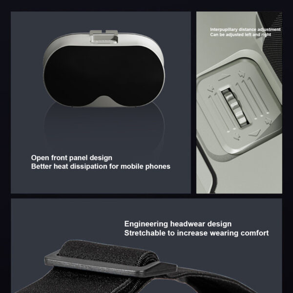 VR Headset Virtual Reality Goggles Headset With High-Definition Lens 3D Game Video Experience For 4-6.7 Smart Phones Gray