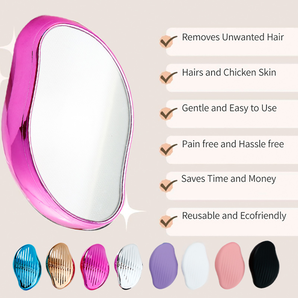 Crystal Hair Removal Device Reusable Washable Portable Painless Hair Removal Magic Hair Eraser Reusable Exfoliation Hair Removal Tool For Back Arms Legs rubber paint white English manual