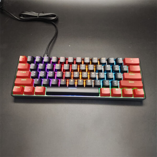V900 Gaming Keyboard 61 Keys Wired Computer Keyboard With Colorful LED Backlight Keyboard For Laptop PC Tablet White black blue light