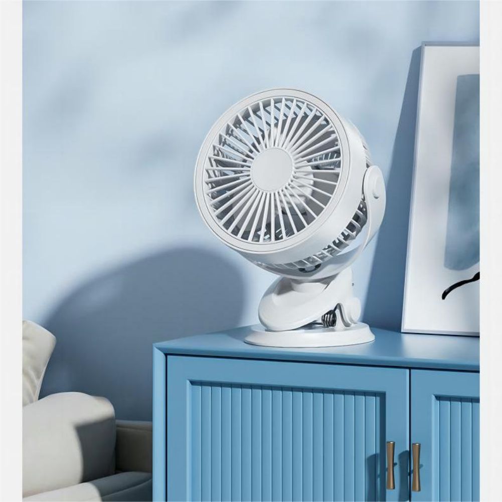 Camping Fan With Ring Light Lantern, 1200mAh Battery USB Rechargeable Clip On Fan, 3 Speeds And 2 Lighting Modes, Small Desk Fan For Office Stroller Bedroom dark blue