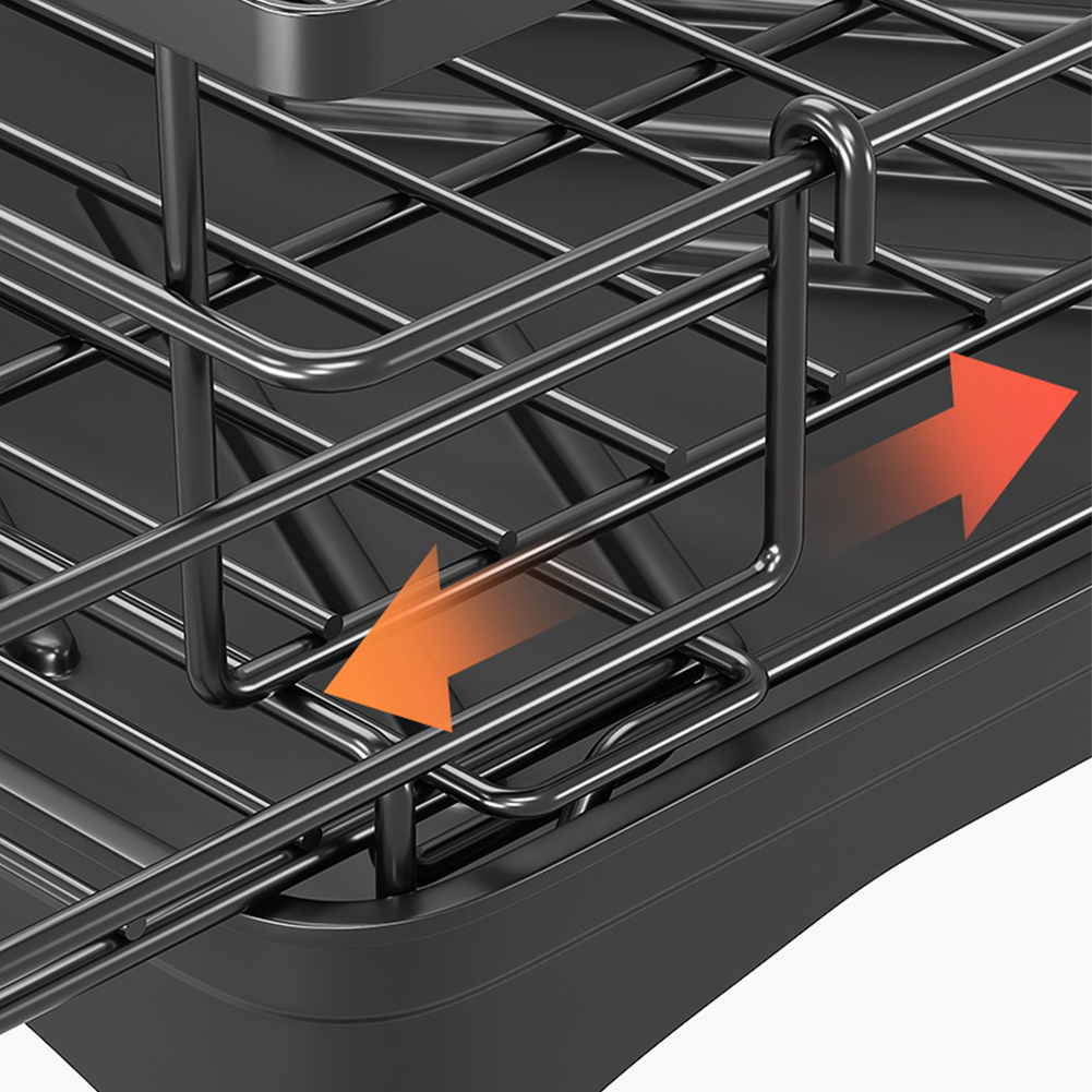 Kitchen Counter Dish Drainers Dish Drying Rack Extendable Dish Racks Rustproof Dish Drainer Utensil Holder With Adjustable Swivel Spout Space-Saving Dish Racks white