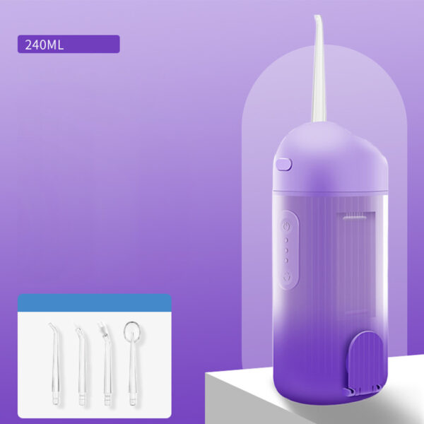 Portable Dental Flosser Teeth Pick, 4 Nozzles Oral Irrigator Waterproof Electric Waterflosser Flossing Machine With 3 Modes 0.5 MM Slim Water Teeth Pick For Orthodontic Population Purple upgraded model