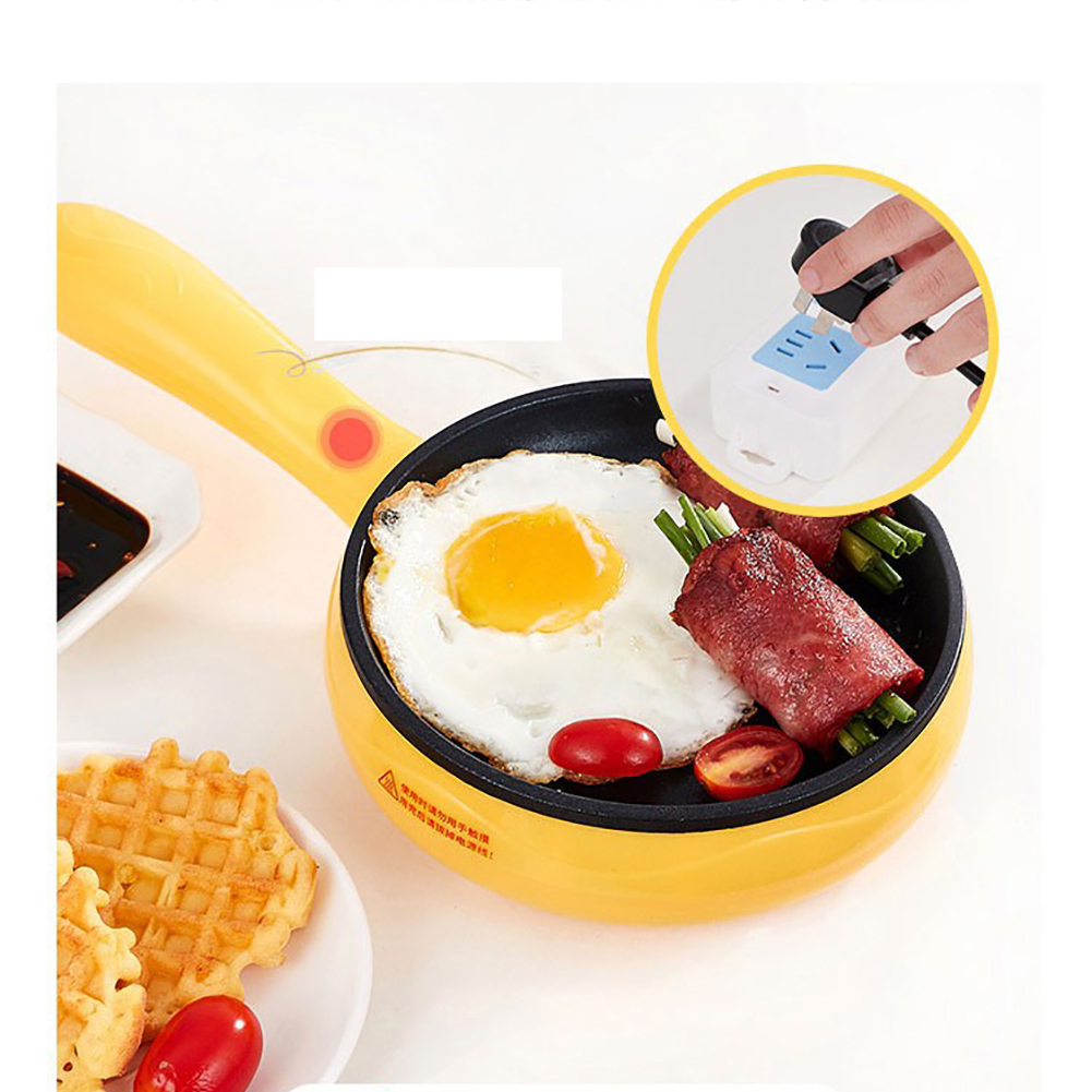 Electric Skillet, Non-Stick Small Egg Skillet, Overheating Protection, Mini Electric Ramen Noodles Boiling Pot For Dorms Cooking, Camping, RV yellow