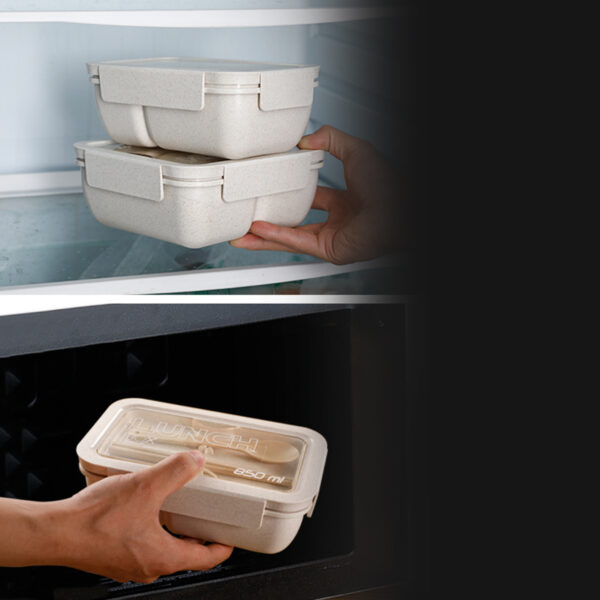 Bento Box For Office Leak Proof Sealed Lunch Dinner Containers Reusable Lunch Box With Compartments Microwave Safe (Chopsticks And Spoon Included) green Square 1100ml