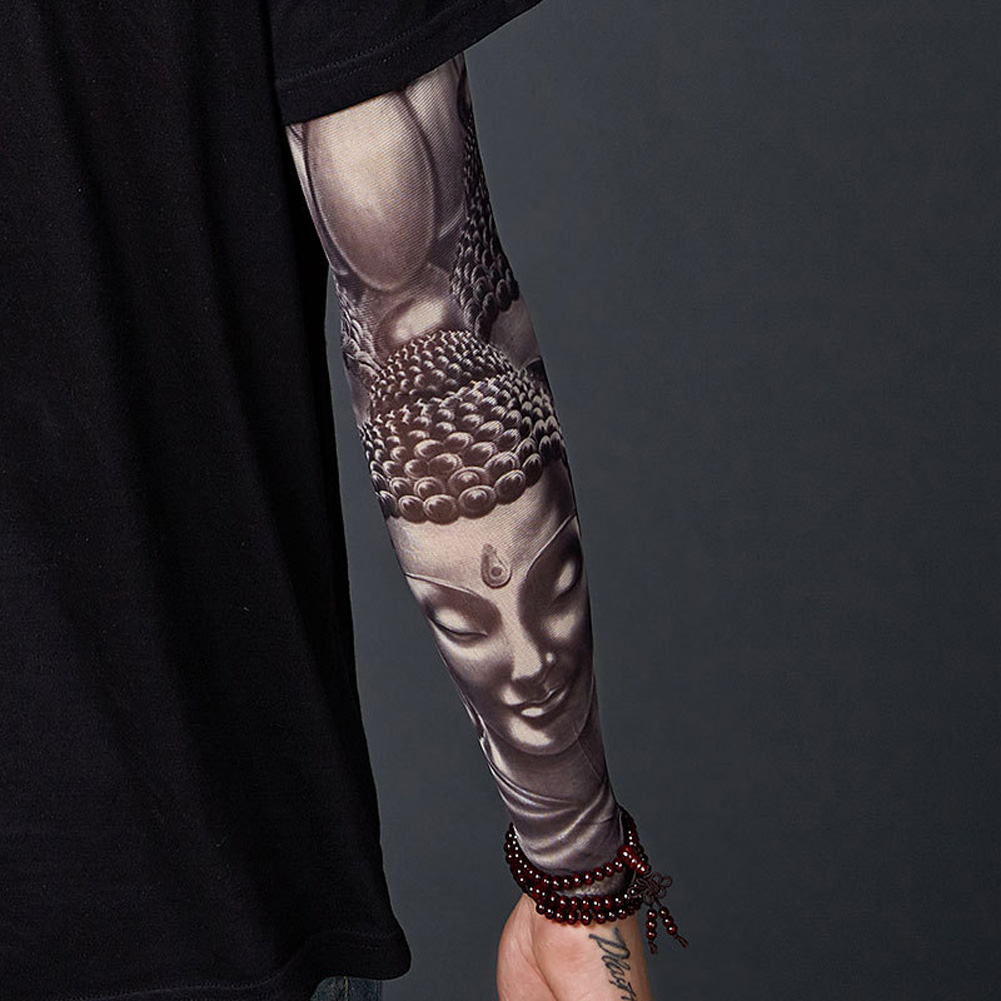 Men Women Tattoo Sleeves Outdoor Sunproof Cool Temporary Sunscreen Arm Sleeves For Outsoor Cycling Running Driving Sports TS-131 One size fits all (L)