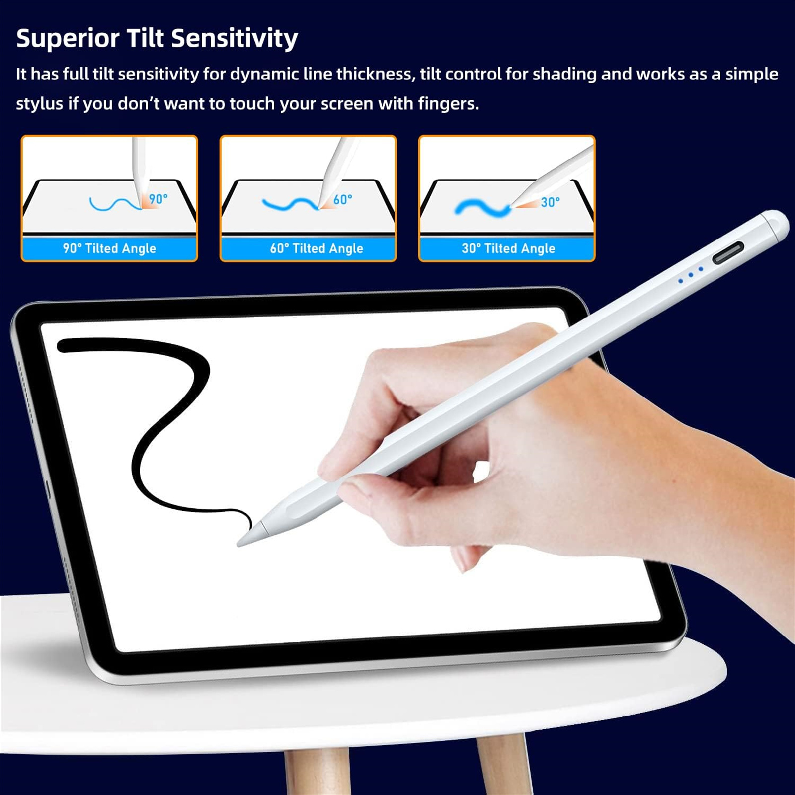 Stylus Pen Fast Charge Stylus Pens Palm Rejection Magnetic Installation Pens Compatible For IPad IPhone IOS System Three-light pen