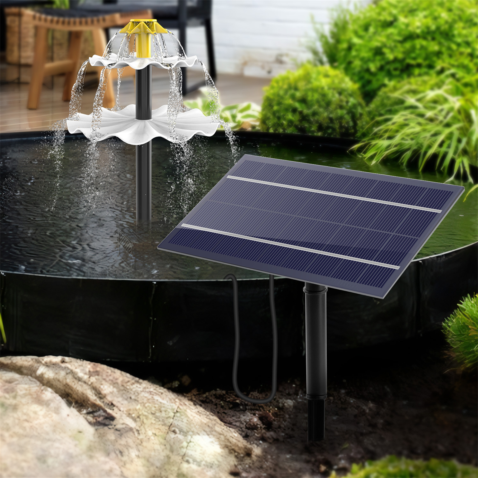 3 Tiered Bird Bath With 2.5W/ 4W Solar Pump Water Feature Outdoor DIY Solar Bird Bath Fountain Solar Powered Water Fountain Outdoor Bird Feeder 2.5W without battery