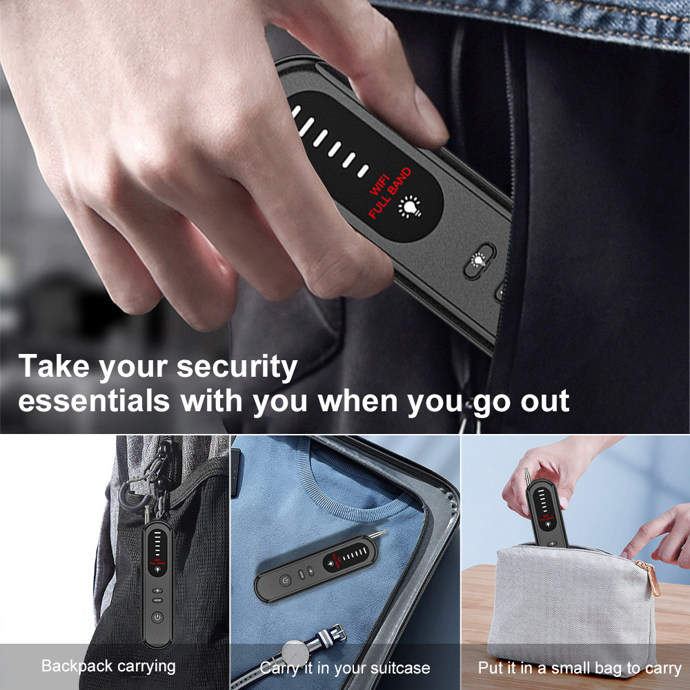 Mini Hidden Camera Detectors Anti-Spy Detector Tracker Wireless Signal Scanner Device For Office Bedroom Cars Indoor black