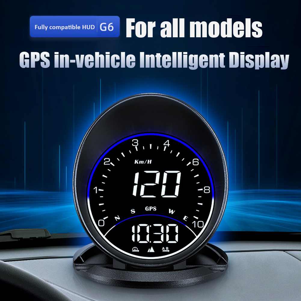 G6 HUD Car Head Up Display Speedometer 2.5 Inches LED Screen With Sunshade GPS Head Up Display With Speed Alarm Function Vehicles Speed Display Device black