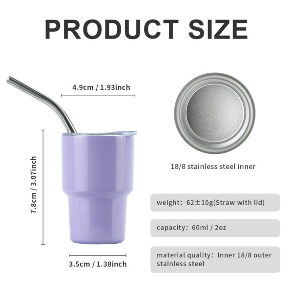 2 Oz Mini Tumbler Shot Glass With Straw And Lid Stainless Steel Double Wall Insulated Vacuum Cups Shot Glass Tumblers For Cocktail Coffee Whiskey Beer orange color 2oz/60ml