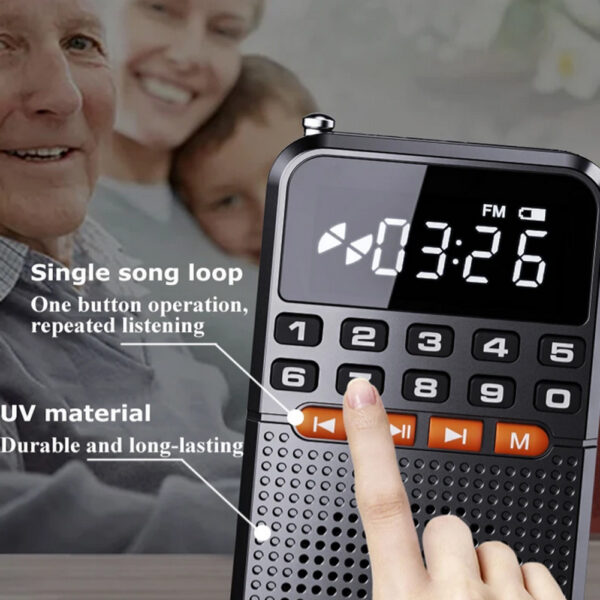 T1 Portable FM Radio Easy Adjustment Pocket Radio Longest Lasting Retro Radio With Telescopic Antenna For Elder Home Running black