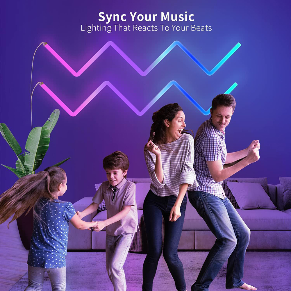 Glide LED Wall Lights Music Wall Lights Strip Lamp Dynamic Multi-color Lighting Effects RGB Dimmable LED Sconces Wall Lighting Indoor For Bedroom Kids Room 12V EU plug