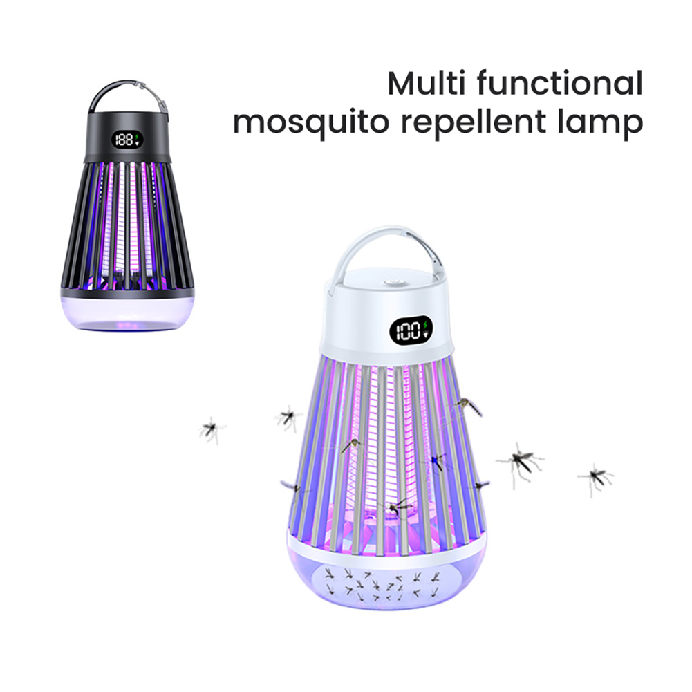 USB Bug Zapper, Mosquito Killer Lamp, Portable Hanging Loop Bug Zapper, IPX5 Waterproof, 2000mAh Fly Zapper For Summer Trip, Outdoor Camping White