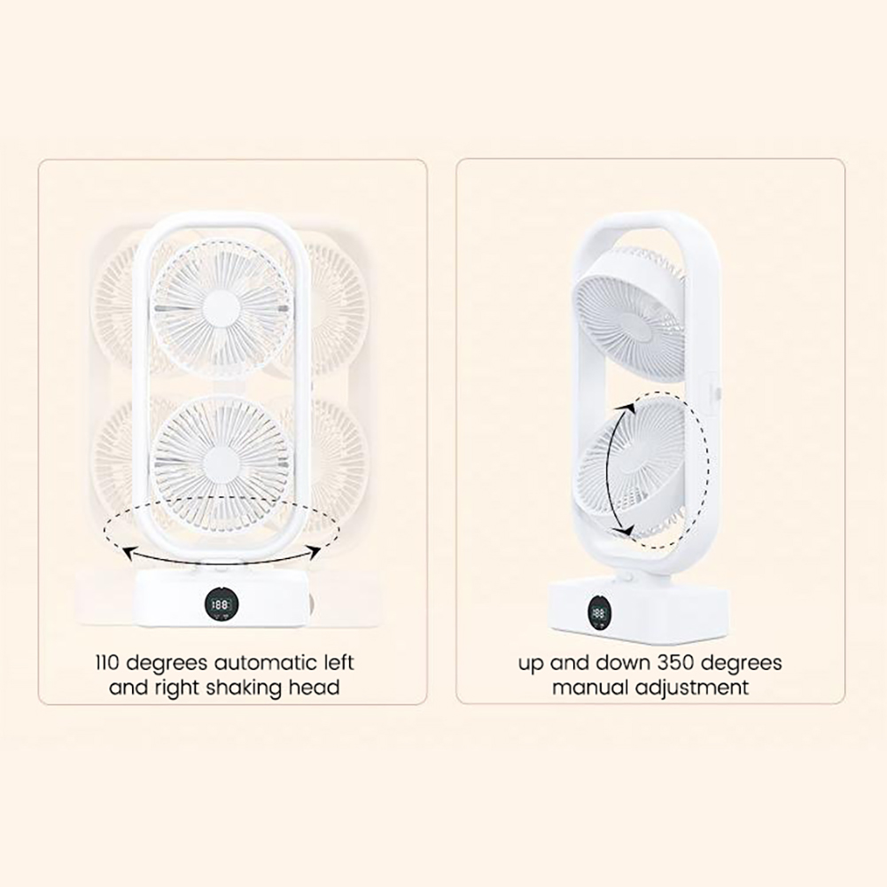 Tower Fan, Small Tower Fan, Rechargeable USB Fan With 350° Tilt 110° Oscillation, 3 Speeds, 3h Auto-Off Timer Fan For Bedroom Office Home Camping black
