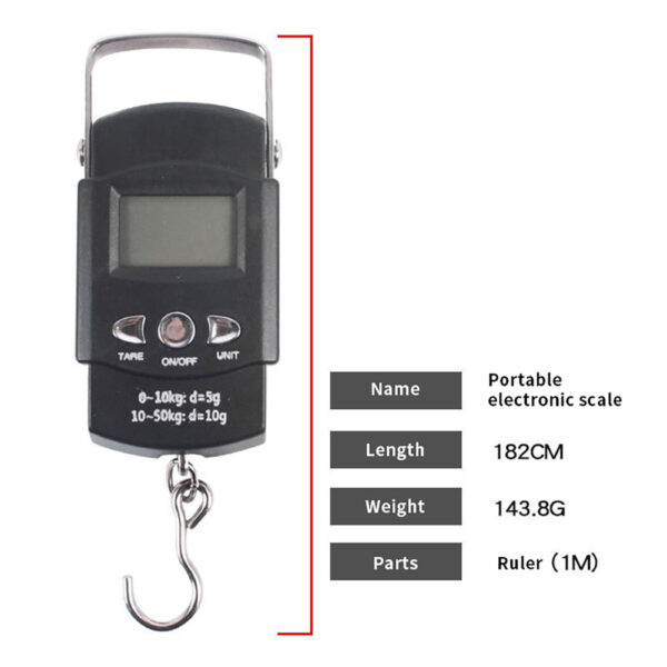 Portable Fishing Weight Scale, 110lb/50kg Lightweight Scales With 1m/ 3.2ft Tape Measure With Screen Hanging Fishing Luggage Scale For Home Outdoor Portable electronic scale