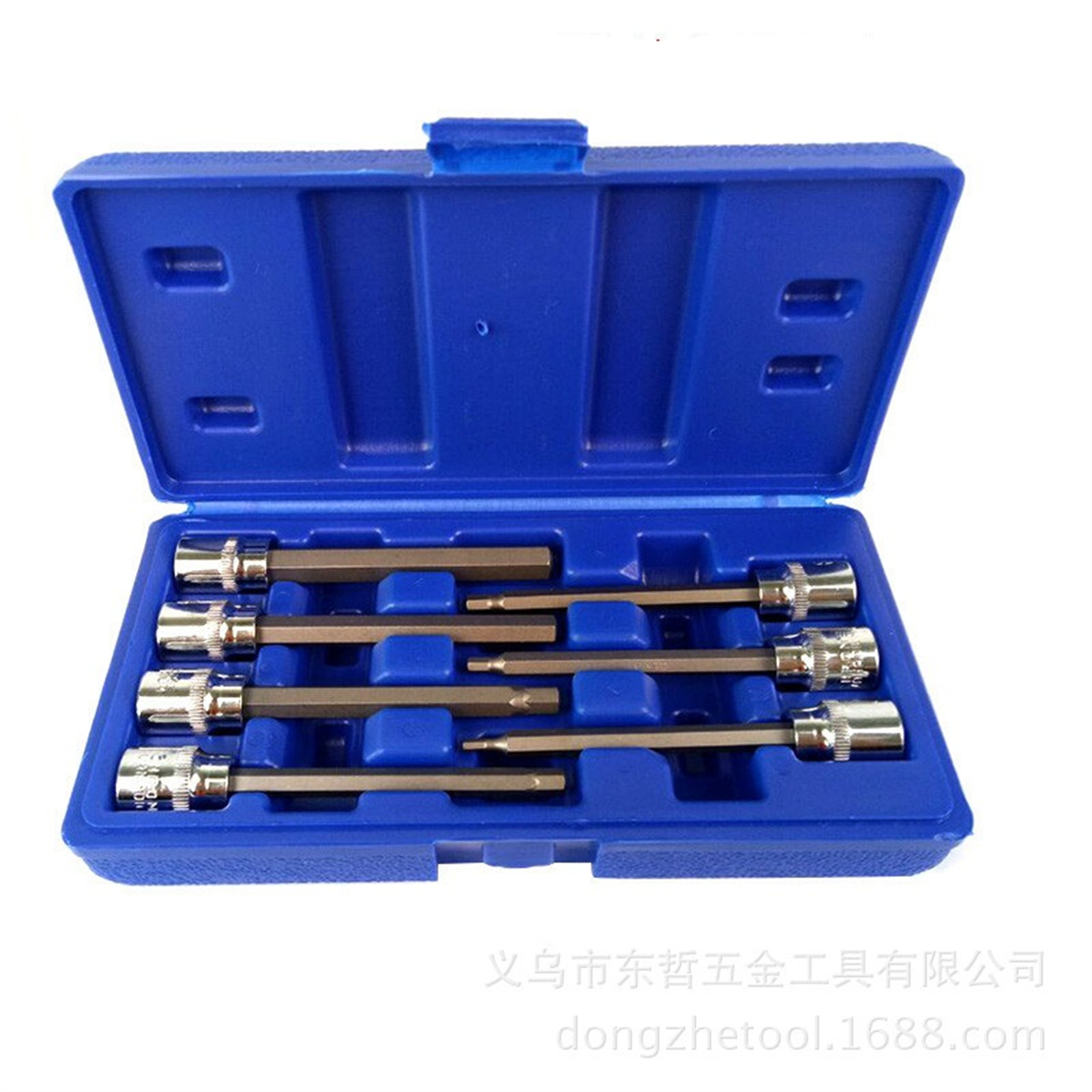 3/8-Inch Drive Extra Long Allen Hex Bit Socket Set 110mm, Metric, 3mm To 10mm, S2 Material And Cr-V Steel, 7-Piece Set For Impact Drills And Ratchet Wrenches 10104 (Metric)