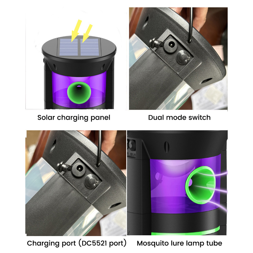 Outdoor Solar Bug Zapper, Portable Electric Mosquito Killer, Rechargeable Insect Fly Trap,Mosquito Pest Attractant Trap solar mosquito killer lamp
