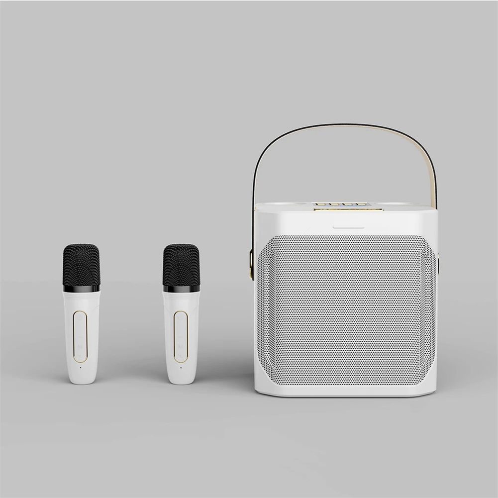 S882 Karaoke Machine With Dual Microphones Change Voice Functions Portable Speaker Subwoofer TF Card U Disk Player For Party Meeting black