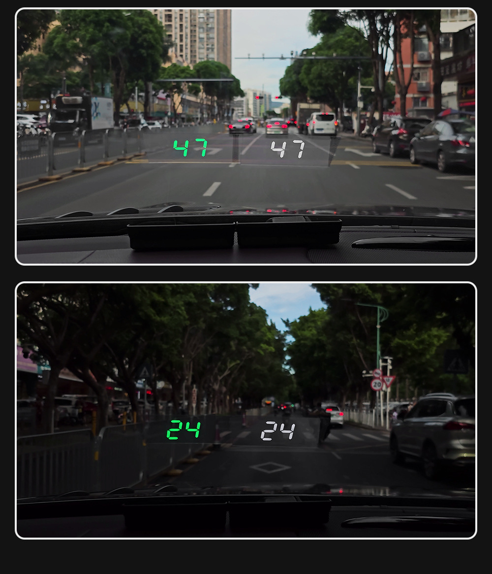 Car HUD Head Up Display GPS Digital Windshield Projector Speed Meter Speedometer With 4-inch LED Backlight Screen Universal For Cars, Trucks, Buses White MPH