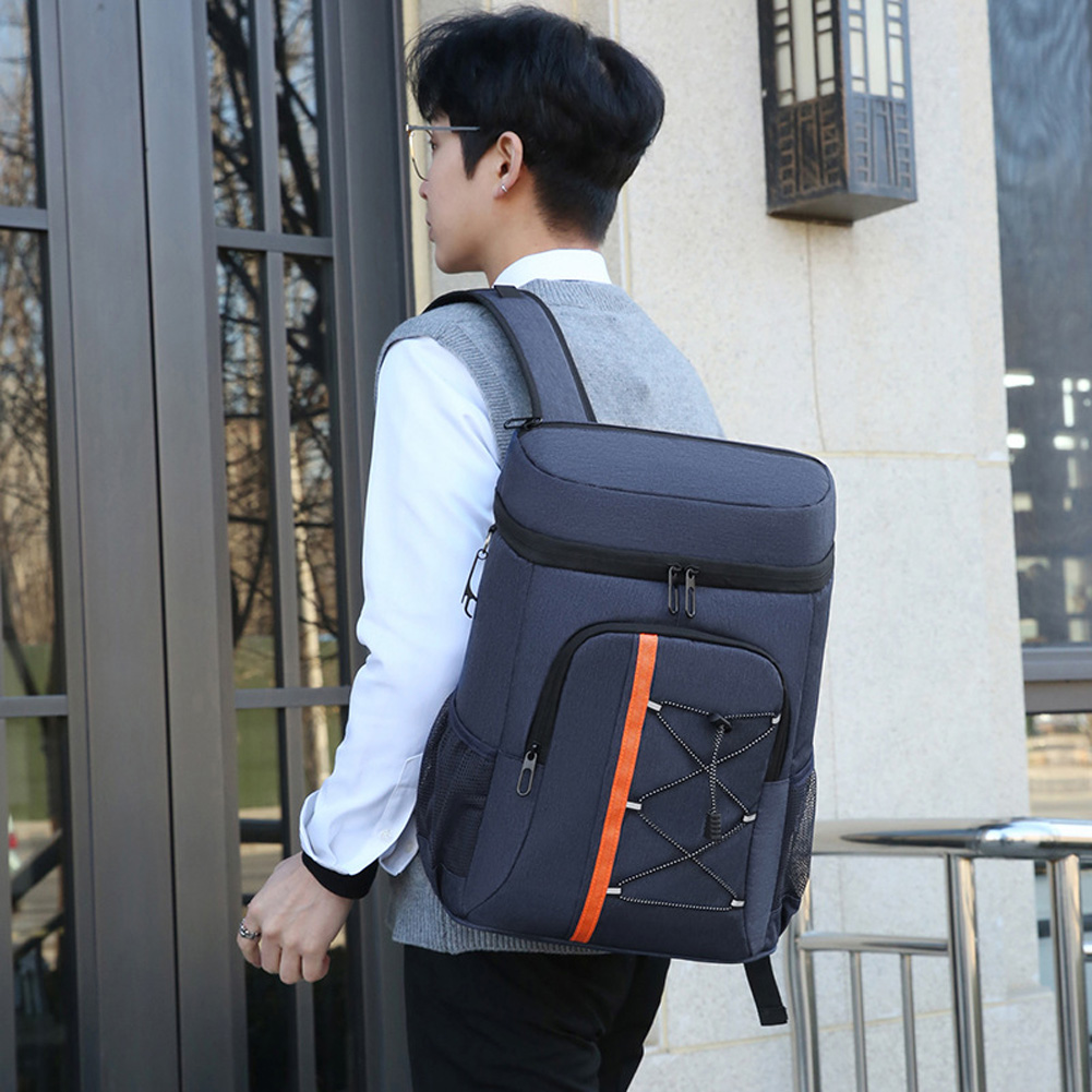 Extra Large Soft Backpack Cooler Bag, Outdoor Cooler Leak-Proof Picnic Lunch Bag, Top Flip Lid Lunch Storage Bag Soft Cooler Bag For Camping Hiking Beach BBQ Grocery Golf light grey