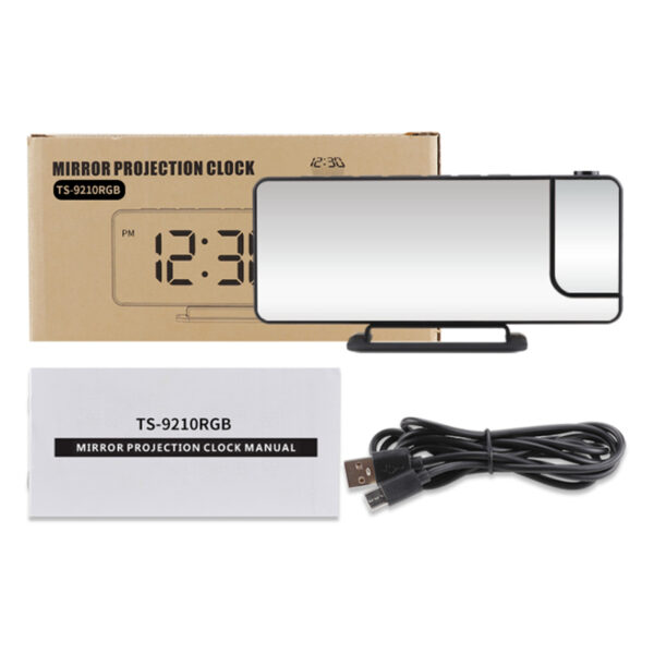 Projection Alarm Clock RGB Digital Display Projector LED Screen Loud Desk Clock LEDProjection Alarm Clock For Heavy Sleeper White