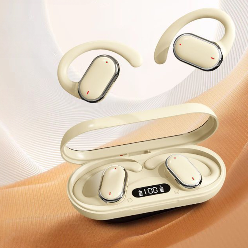 X97 Wireless Earbuds Stereo Sound Open Ear Headphones With Power Display Charging Case Earphones For Running Workout yellow