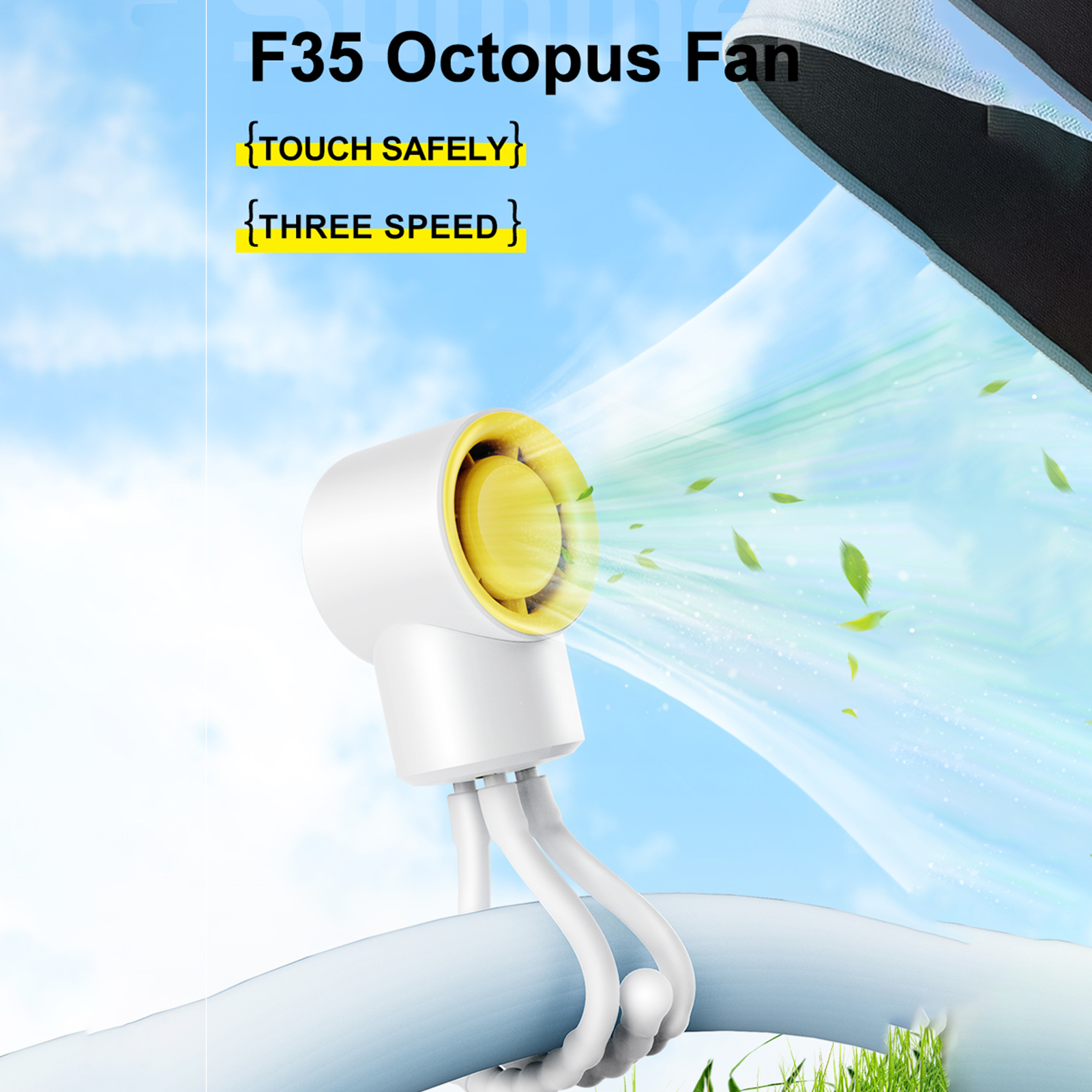 Personal Stroller Fan Portable Cooling Fan Adjustable 3-Speed Rechargeable Fan Holiday Beach Summer Travel Essentials For Women Men Outdoor Khaki