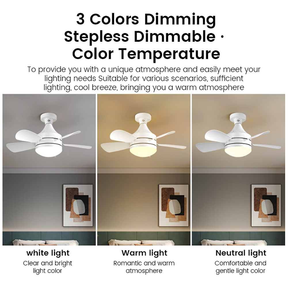 Socket Fan Light With Remote, E27 Base Screw Ceiling Fan With Light, Detachable Fan Blades, 3 Speed, Dimmable 3 Color Temperatures, Timer Function 18 inches