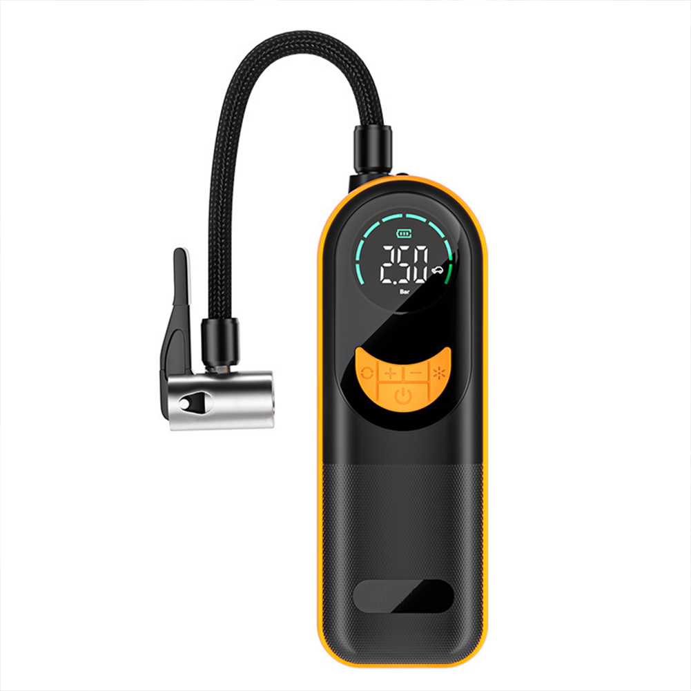 Tire Inflator Portable Air Compressor, Fast Inflation Electric Air Pump With Digital Pressure Gauge And LED Light, For Car Motorcycle Bike Ball yellow black