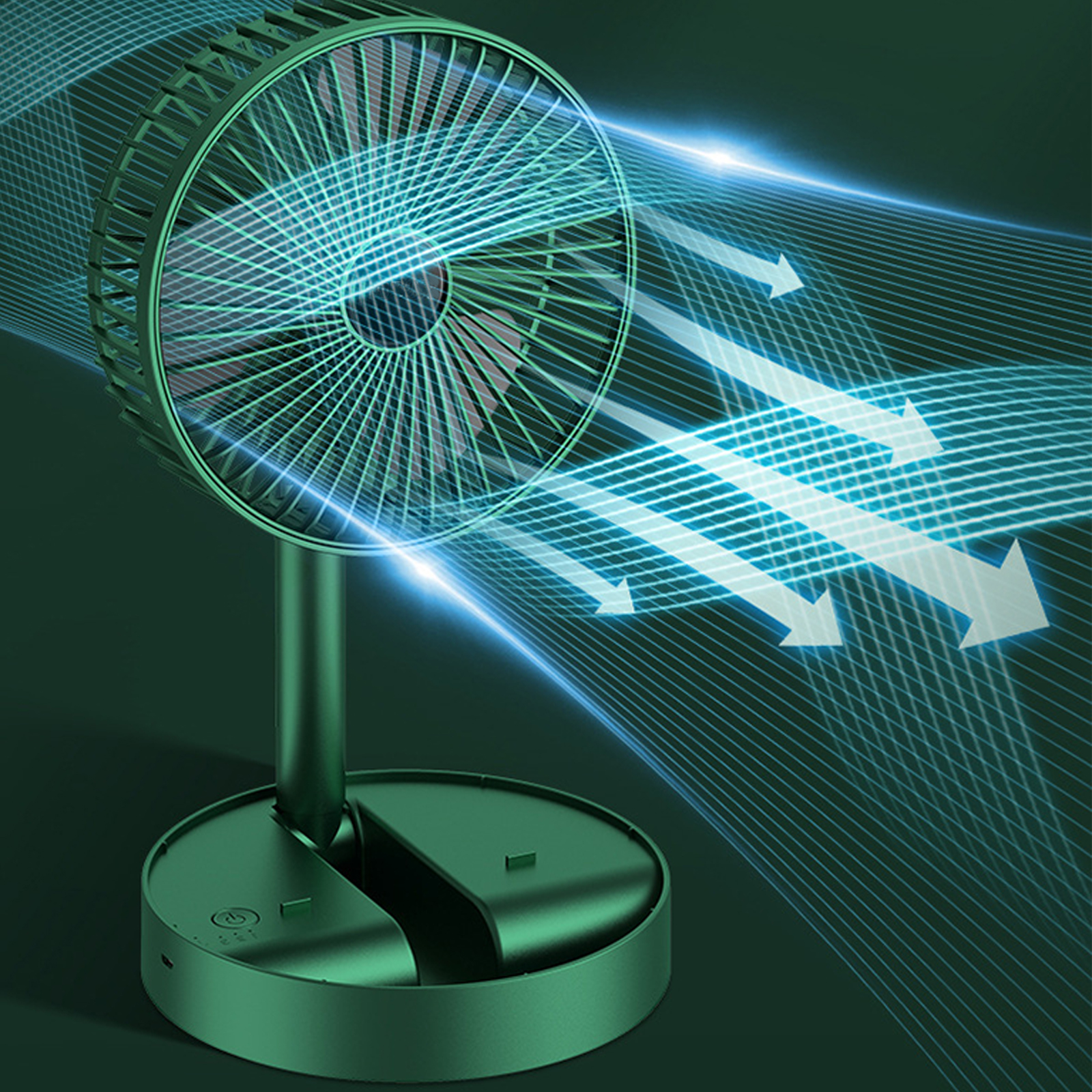 Foldaway Fan 3 Speeds, Standing Pedestal USB Fan, USB And Battery Operated Fan With 3-Speed Adjustable Settings, Compact And Lightweight For Bedroom, Office green