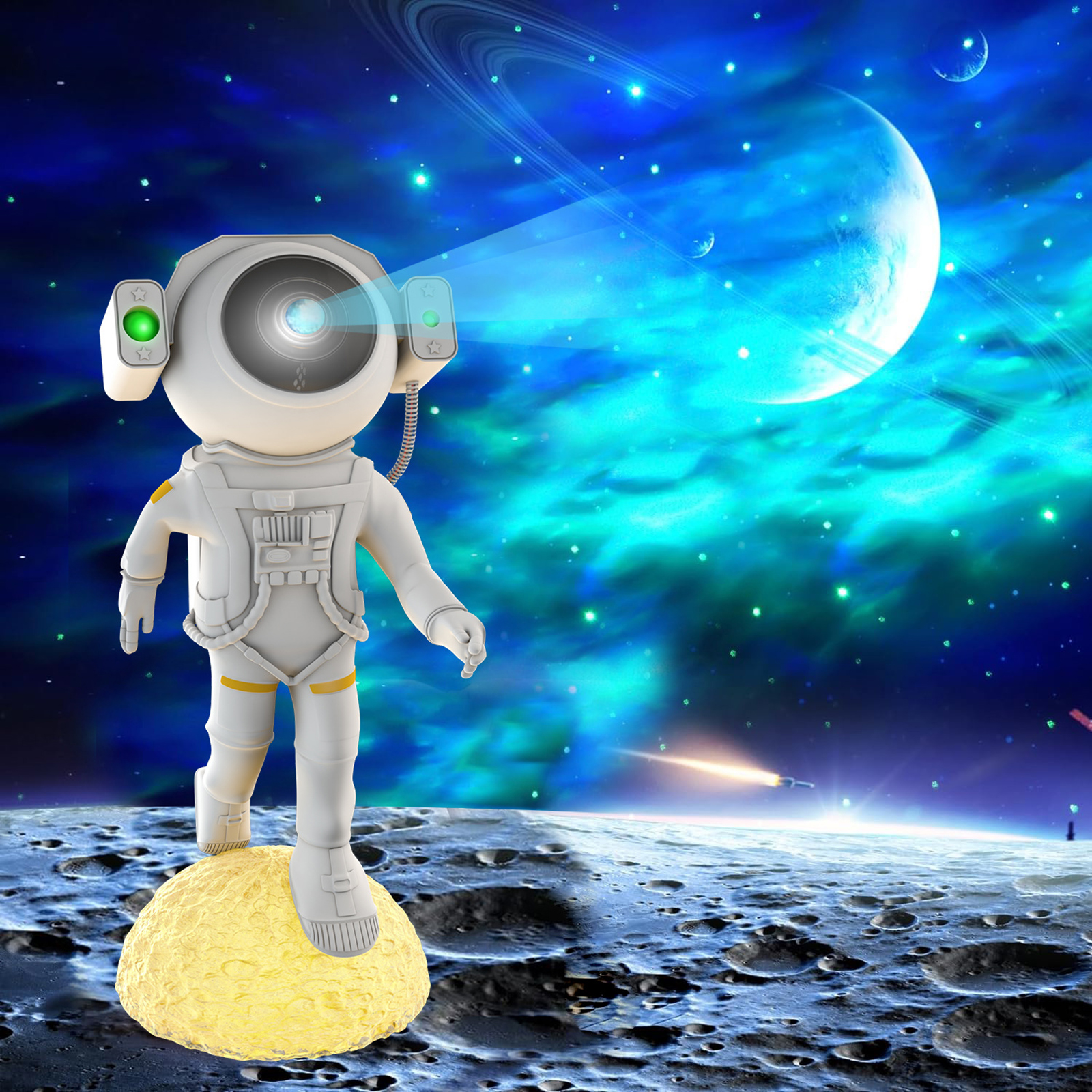 Astronaut Projector Night Light With Remote Control Timer Adjustable Projection Angle Astronaut Light For Bedroom Gaming Room Home Theater Office Desk colorful package