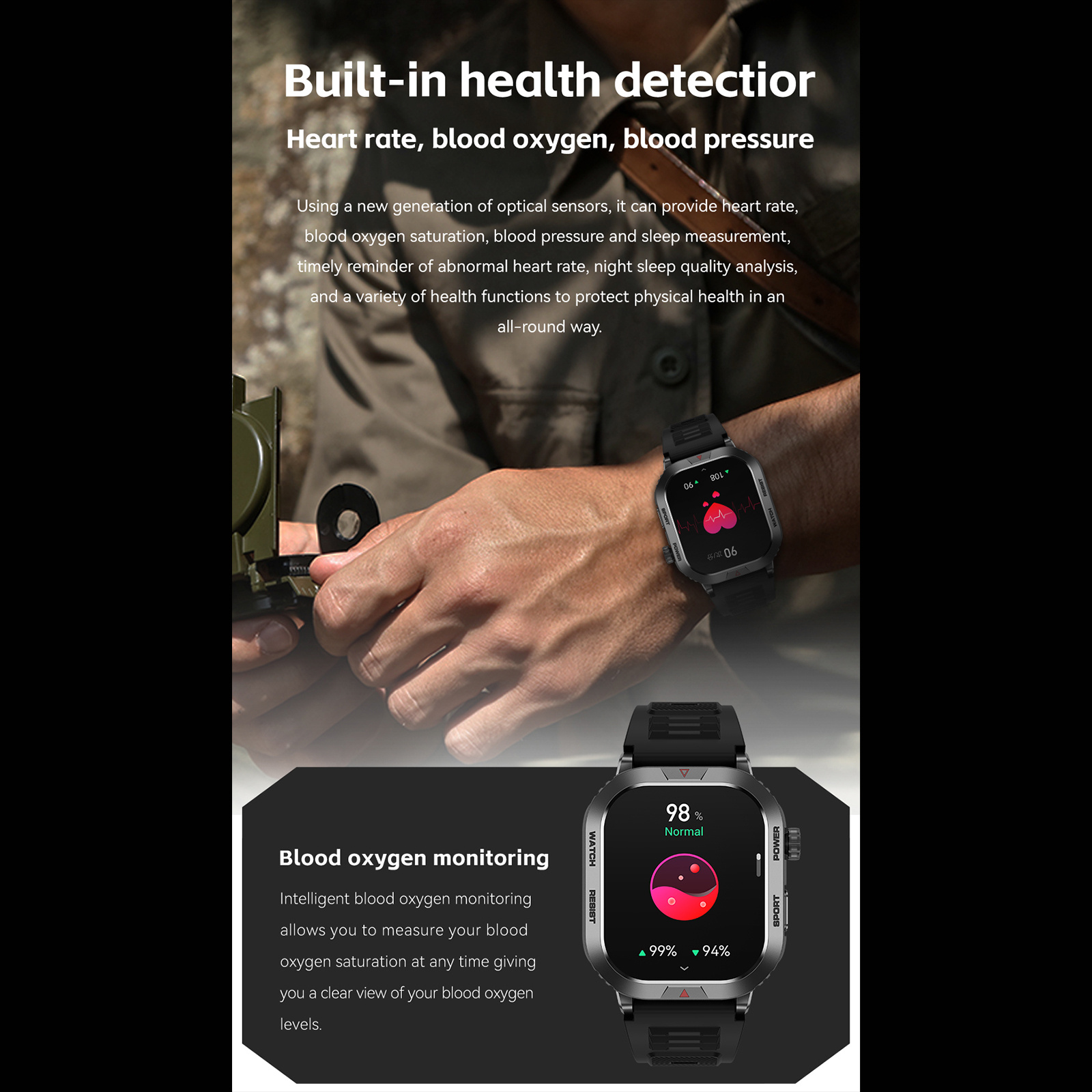 ZW66 Smart Watch Answer/Make Calls 2"" Screen Fitness Tracker Smartwatch Waterproof Smart Watches Heart Rate Health Monitor black