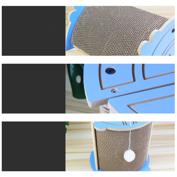 Cat Scratcher Cat Scratch Pad Wtih Cat Teaser Plush Ball Thickened Wear-resistant Corrugated Paper Replaceable Cat Scratch Board For Indoor Small fish blue blue