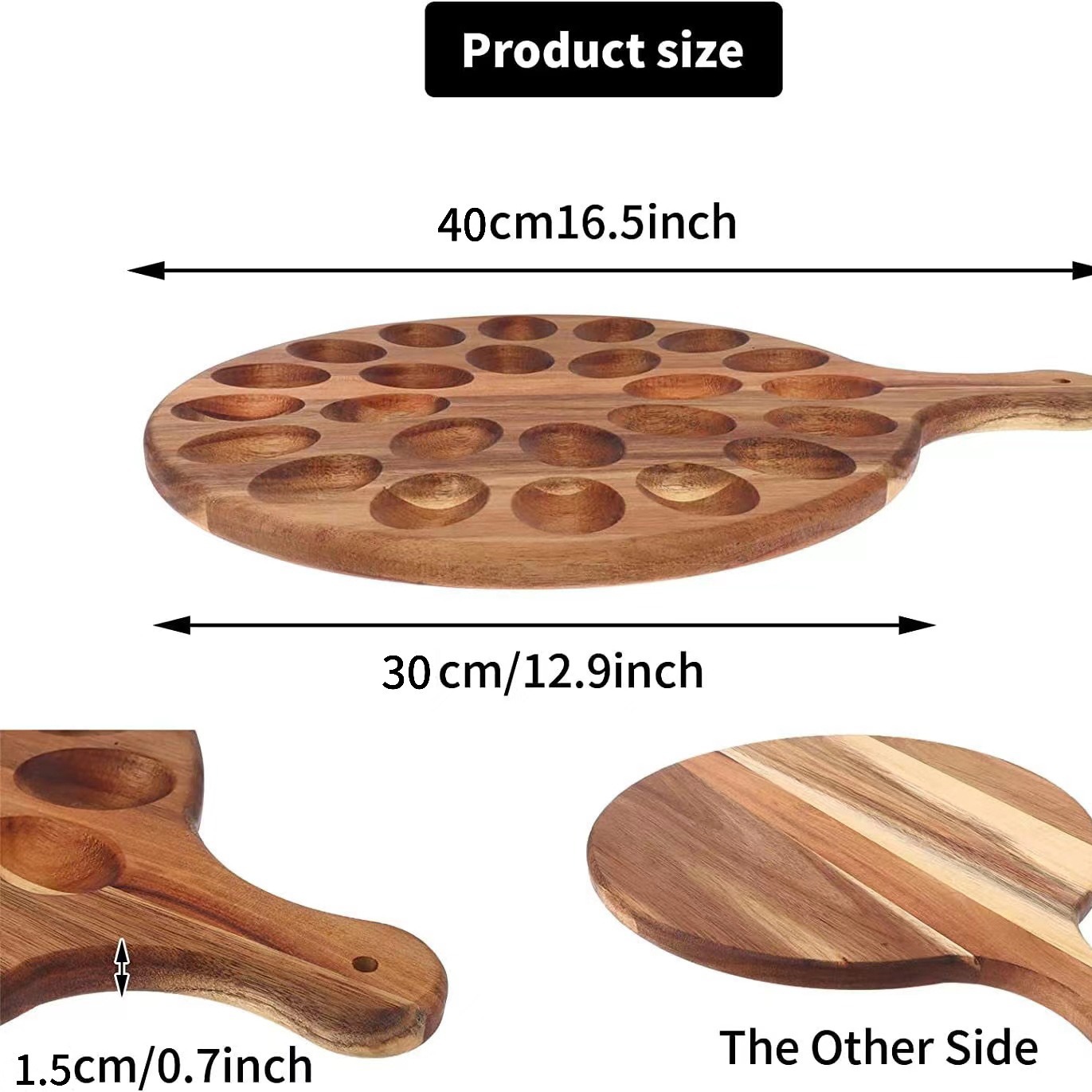 Easter Egg Platter 24-Hole Round Egg Tray Food Board Thicken Server Egg Tray Large Egg Holder With Handle Egg Carrier Serving Containers For Kitchen Countertops Party Servers 40*30cm
