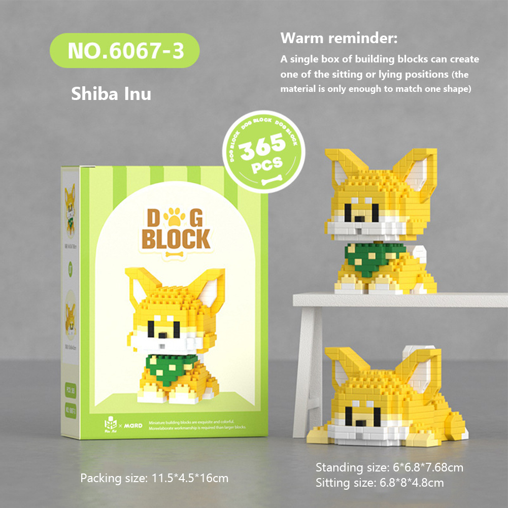 Cartoon Building Blocks Micro-particle Cute Dog Series Doll Building Bricks For Kids Gifts Fans Collection 2pcs