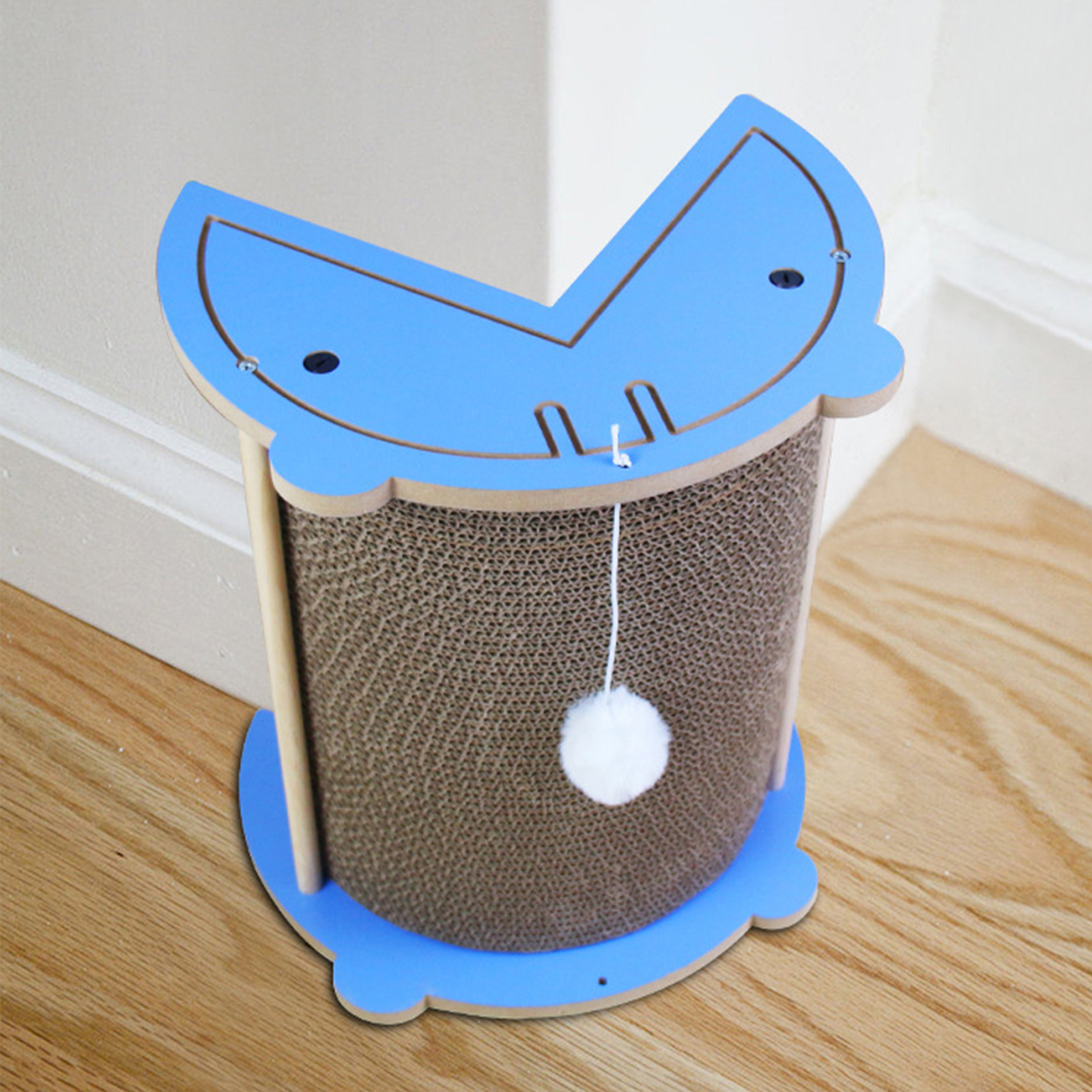 Cat Scratcher Cat Scratch Pad Wtih Cat Teaser Plush Ball Thickened Wear-resistant Corrugated Paper Replaceable Cat Scratch Board For Indoor mouth model blue blue