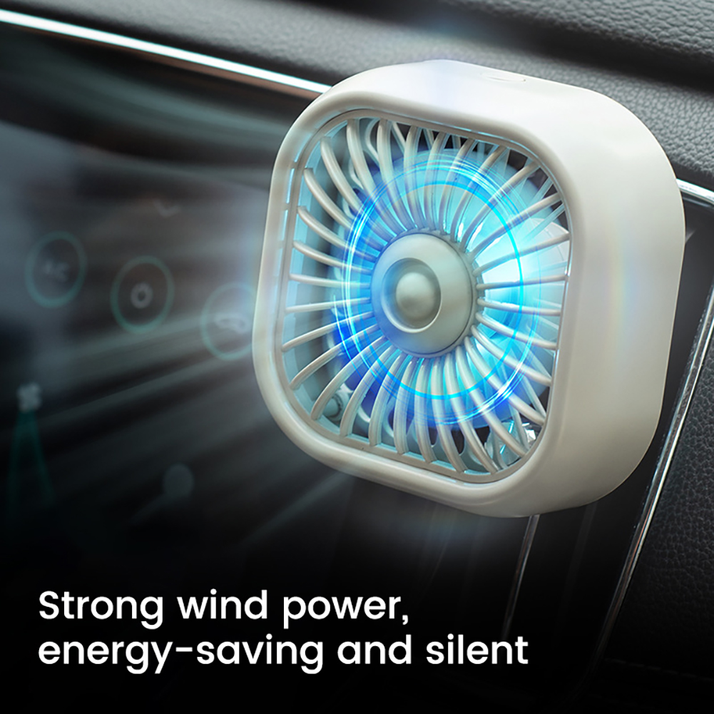 Car USB Fan For Air Vent Mounted, 3 Speeds Low Noise Small Cooler With Colorful LED Light, Portable Fan For Car Vehicle, Van, Truck, SUV, RV black