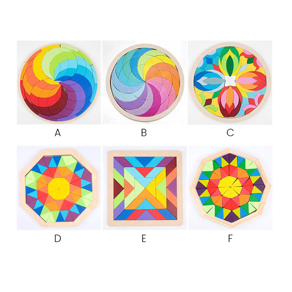 Kids Rainbow Puzzle Building Blocks Wooden Building Bricks Jigsaw Puzzle Early Educational Toys For Kids Gifts B