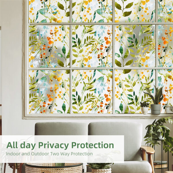 17.7""x45.6"" Stained Glass Window Film, Static Cling Window Privacy Film Decorative For Bedroom, Non-Adhesive UV Sun Blocking Glass Window Covering For Home 45 x 116cm