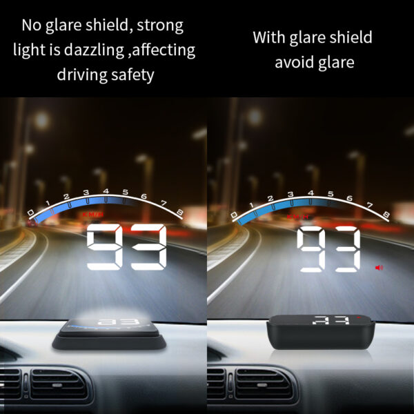 OBD II Car HUD Head Up Display Digital Windshield Projector Speed Meter Speedometer Over-Speed High Water Temperature Alarm Universal For Cars, Trucks, Buses as picture show
