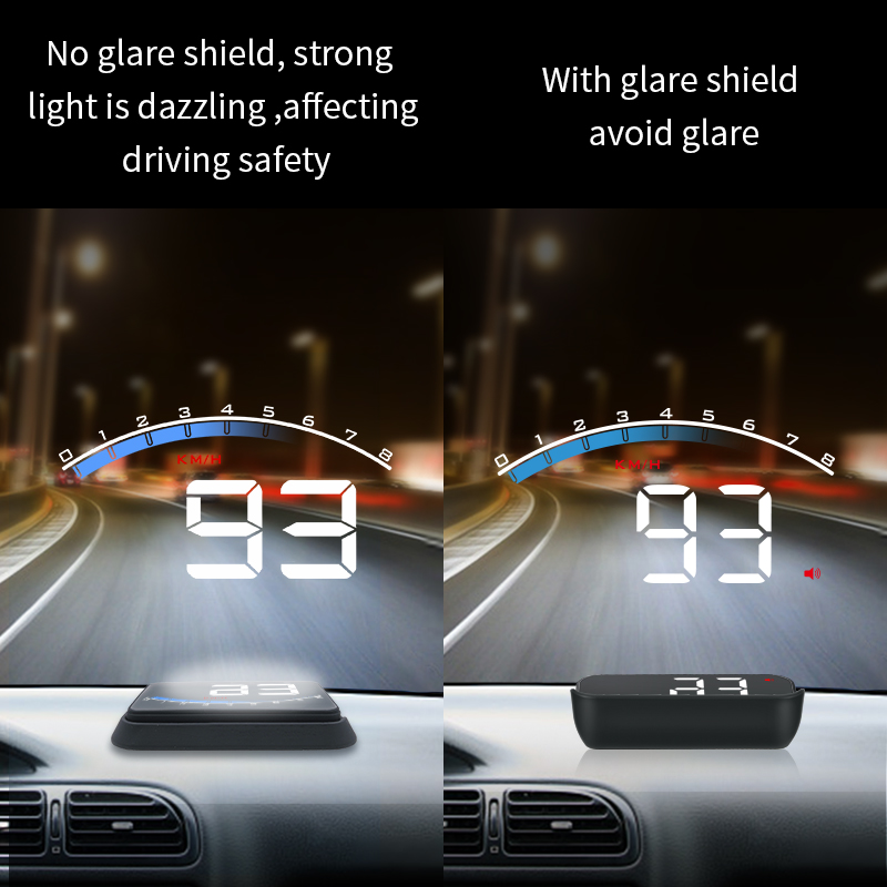 OBD II Car HUD Head Up Display Digital Windshield Projector Speed Meter Speedometer Over-Speed High Water Temperature Alarm Universal For Cars, Trucks, Buses as picture show