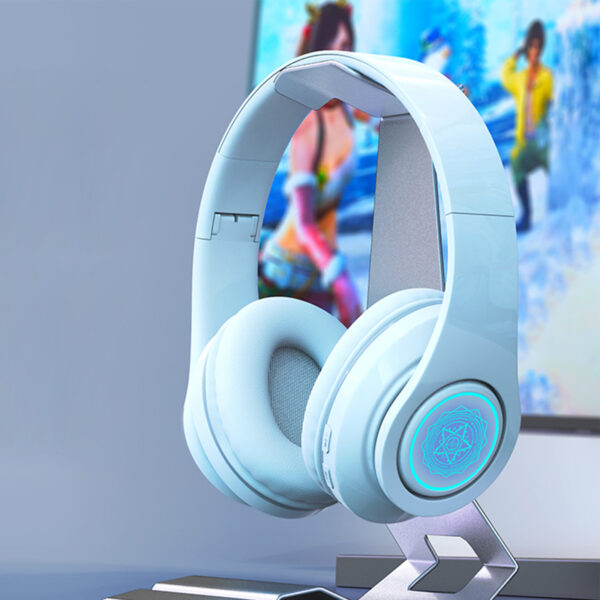 Wireless Headsets Over-Ear Stereo Lighting Earphones Lightweight Gaming Headset For Smart Phone Computer Laptop white