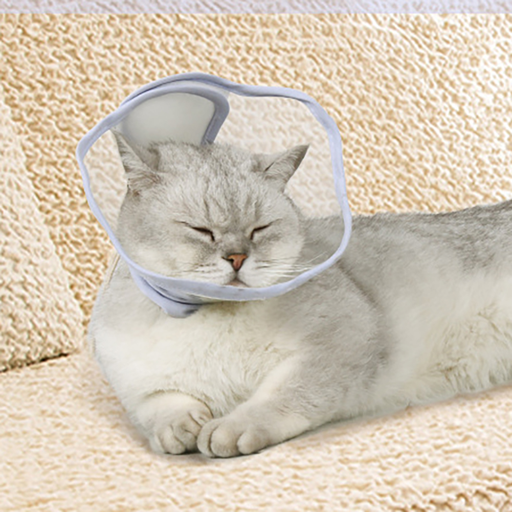Cat Cone Collar Soft, Soft Cat Collar With Adjustable Drawstring, Lightweight, Soft, Comfortable Small Dog Cone Collar For Cats Stop Licking And Scratching Lavender purple + Clear pvc M